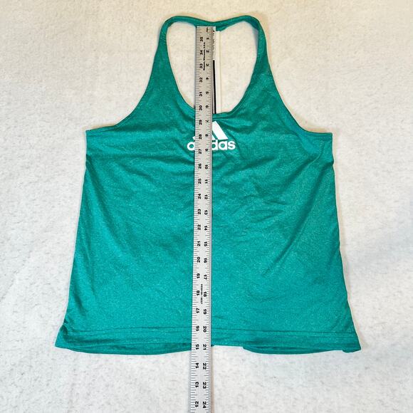 Adidas Racerback Workout Shirt Woman XS Heathered Green Race Tanktop Performance - Picture 6 of 8